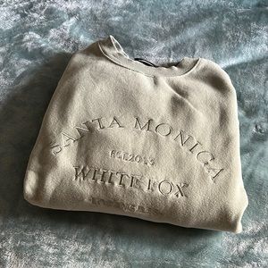 Oversized sage green white fox crewneck sweatshirt